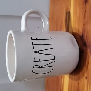 Rae Dunn CREATE create Coffee Cup Mug white and black